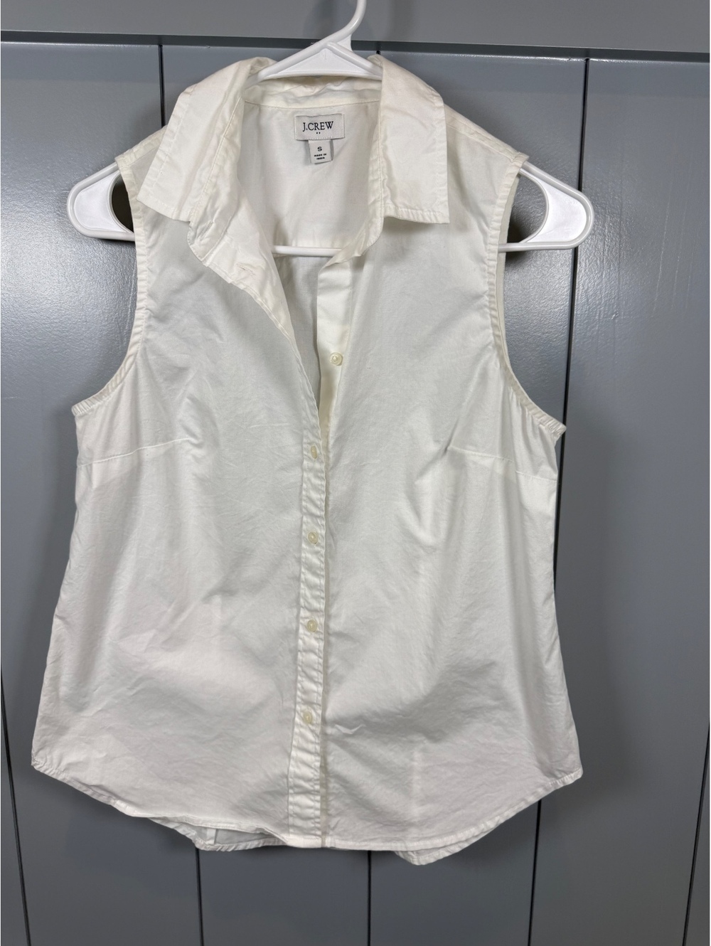 J.Crew Womens Sleeveless White ButtonUp Shirt Size S Office Siren Preppy Coastal